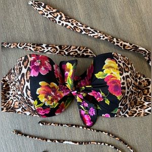 Victoria’s Secret Swim- leopard/flower strapless or tie top- 34D